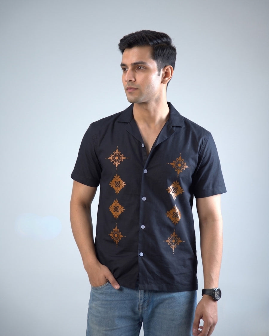Premium Black Water print casual shirt