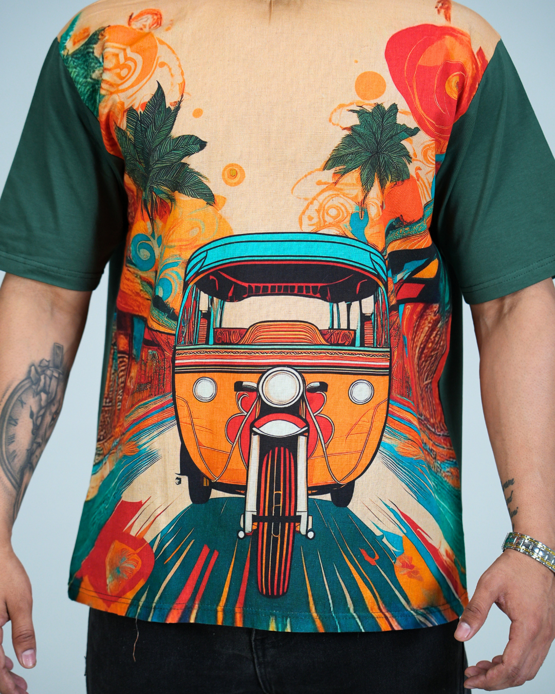 organic Green Hemp tshirt with DTG print