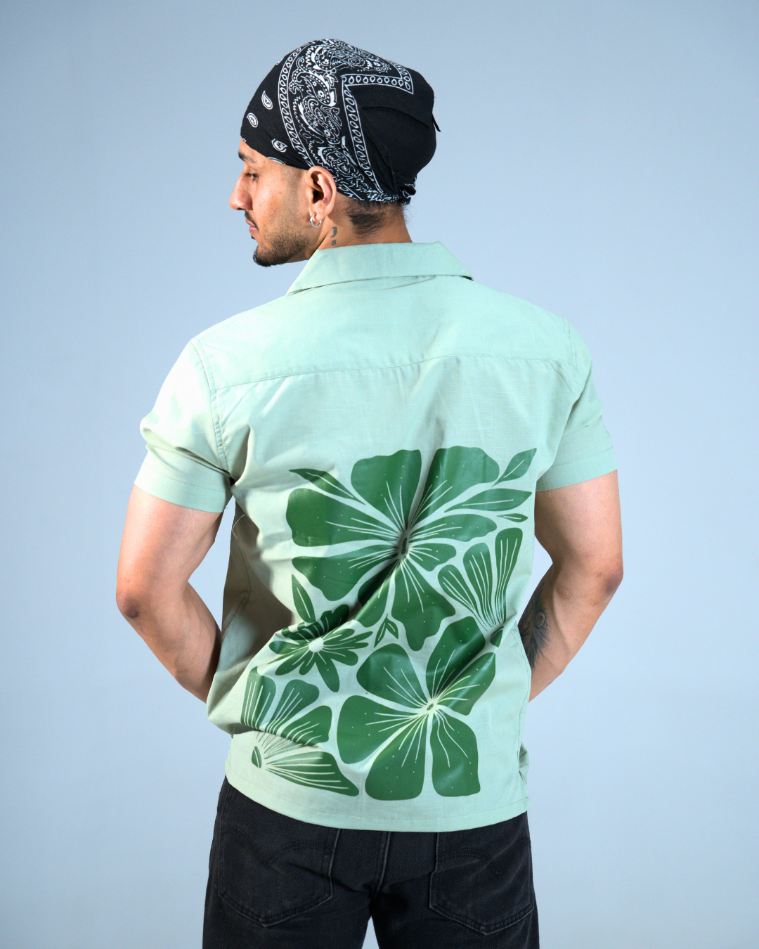 Premium Sea Green Water print casual shirt